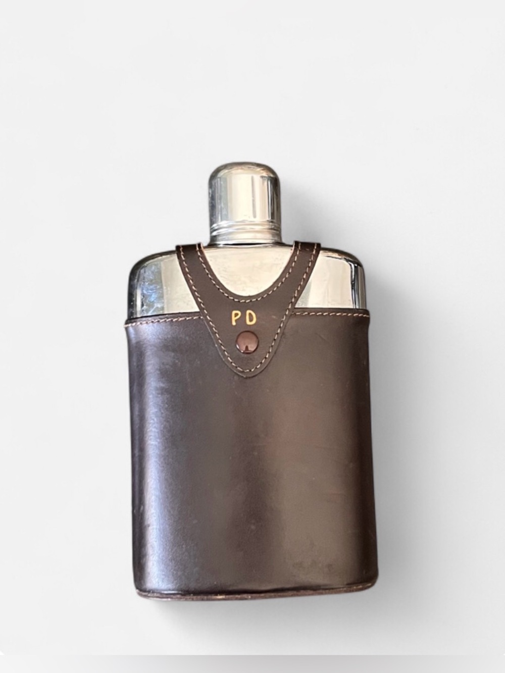 Vintage MCM Saddler by Bosca flask w/ brown leather case